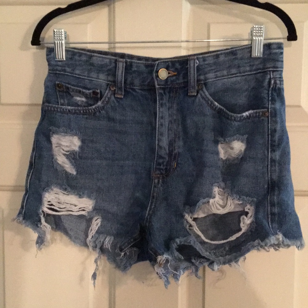 Ripped jean shorts